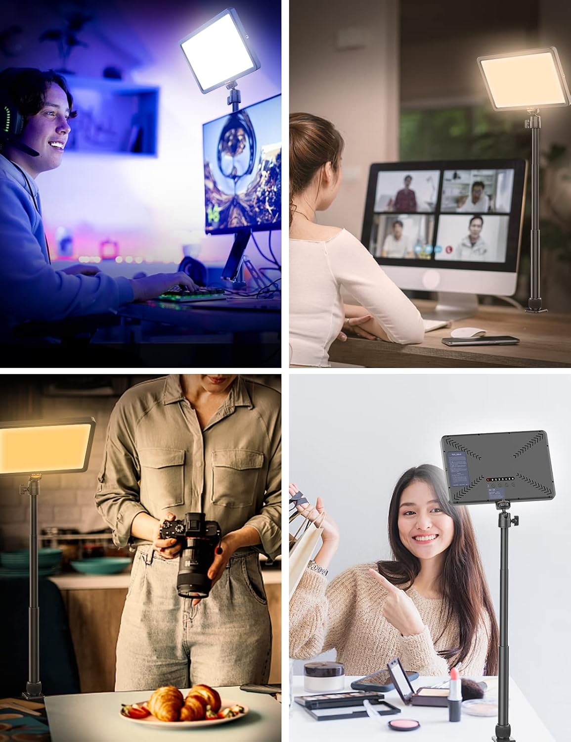 Luz de video LED VIJIM K20 Key Light con control remoto, panel LED de estudio profesional con 600 lúmenes y 10W, luz de video de 11 pulgadas, regulable 2500K-9000K, para YouTube / luz de transmisión